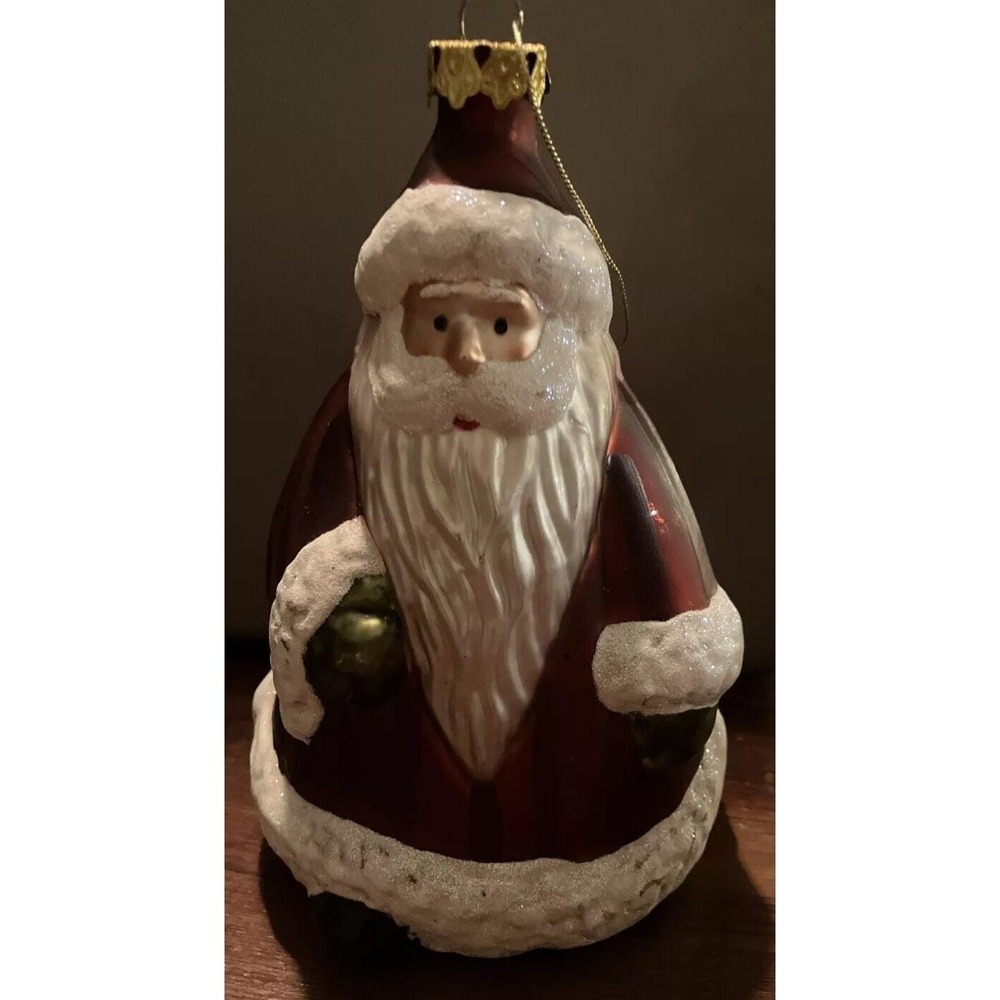 vintage glass santa christmas ornaments 6"